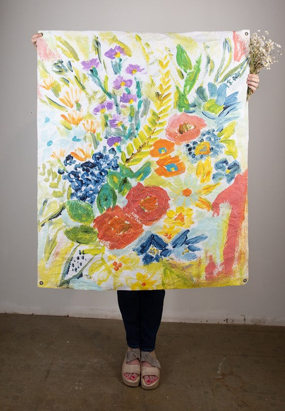 Coral Abstract Floral Wall Tarp